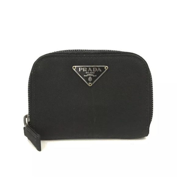 AUTH Prada Zip Card Coin Wallet Black Nylon - Picture 1 of 5